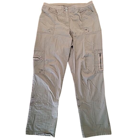 Chico’s Size 1.5 M Breen Cotton Pants Snap Roll Up Capri Casual GUC - Picture 1 of 9